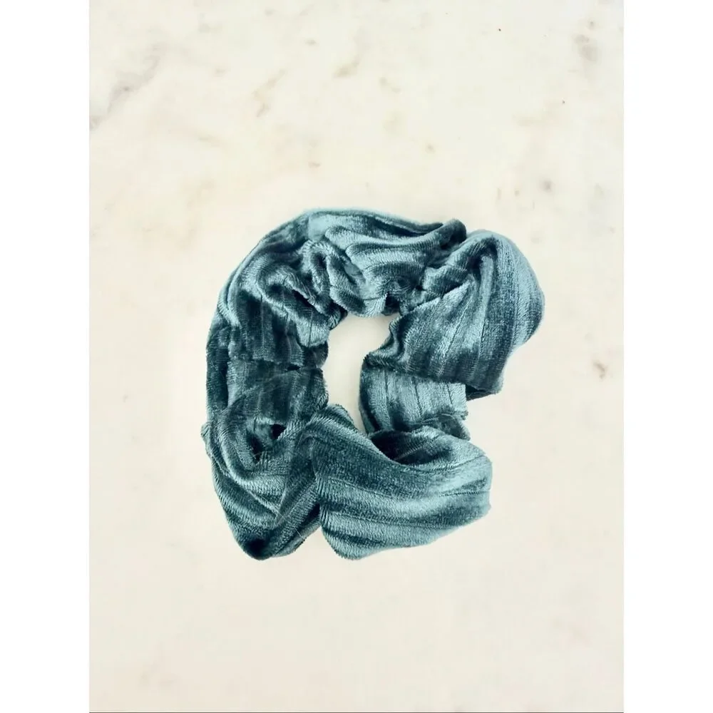 Teal Velvet Scrunchie Soft Velour Hair Tie Hair Accessory